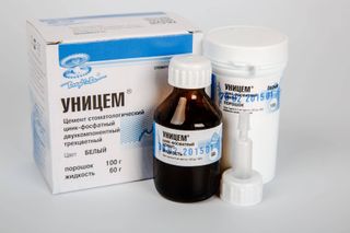 Изображение товара «Уницем белый цинкфосфатный цемент набор (100гр+60гр) уп. N1»