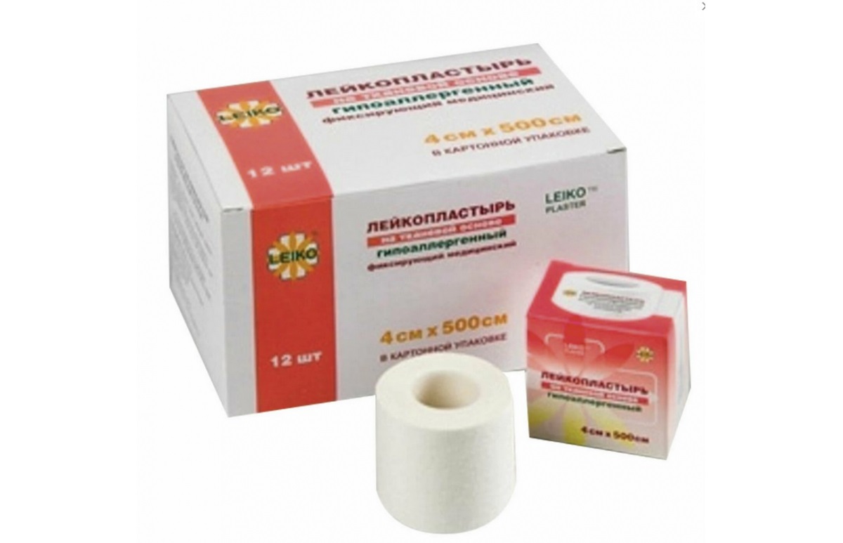 Лейкопластырь Leiko тканевая основа  шт. 4х500 картон белый уп. N1 (531229)