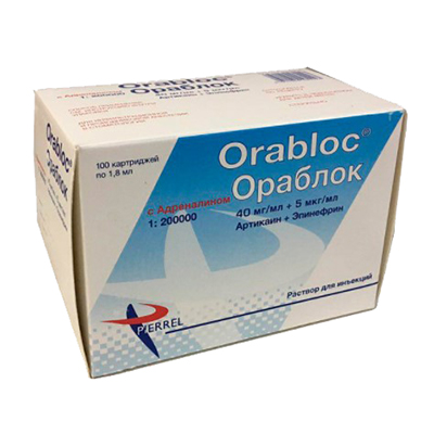 Ораблок артикаин+эпинефрин 40мг/мл+5мкг/мл 1,8 мл (1:200000) уп. N100